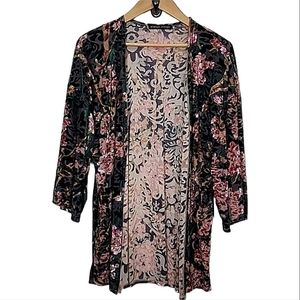 Always Indigo sheer/ velvet cardigan size XL